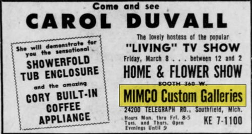 Mimcos Custom Gallery - March 1963 Ad